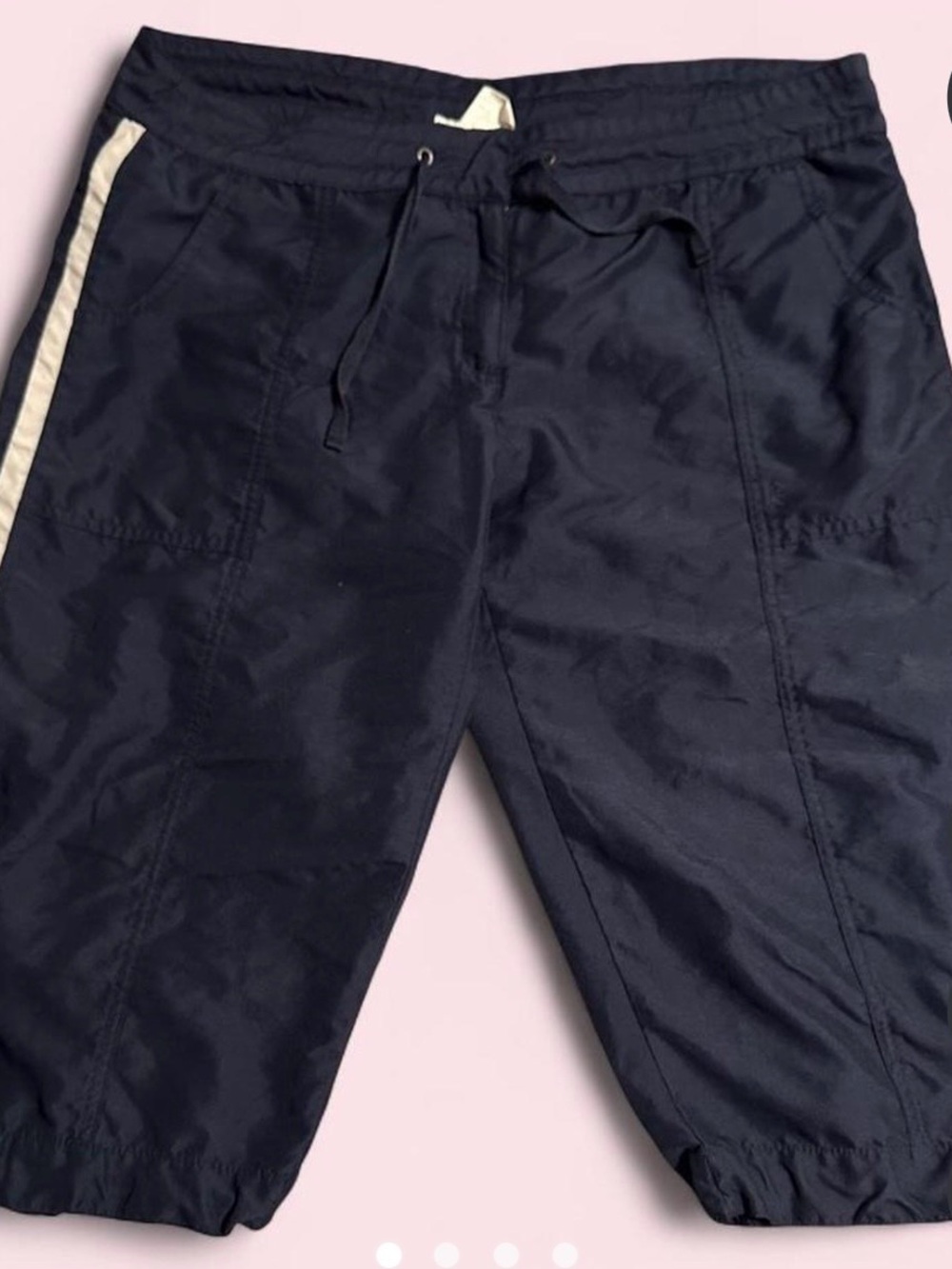 Danskin Now Navy Track Crop Joggers with Cream Side Stripe